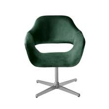 Poltrona Giratória Zara Base Cromada - Veludo Verde