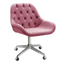 Poltrona Lua Botonê Pé Giratório Rodizio - Suede Rosa