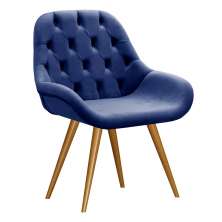 Poltrona Lua Botonê Pé Palito - Suede Azul Marinho