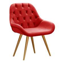 Poltrona Lua Botonê Pé Palito - Suede Vermelho