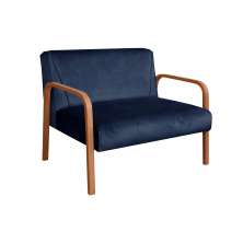 Poltrona Namoradeira 2 Lugares Anita - Suede Azul Marinho