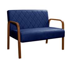 Poltrona Namoradeira 2 Lugares Lara - Suede Azul Marinho