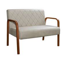 Poltrona Namoradeira 2 Lugares Lara - Suede Bege Claro