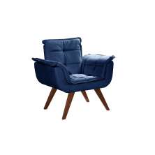 Poltrona Opala Decorativa - Suede Azul Marinho