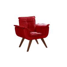 Poltrona Opala Decorativa - Suede Vermelho