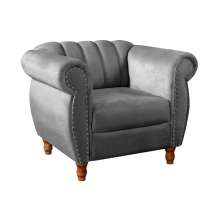 Poltrona Realeza Chesterfield Cadeira Vintage Decoração Retrô - Suede Azul Marinho