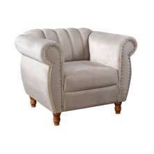 Poltrona Realeza Chesterfield Cadeira Vintage Decoração Retrô - Suede Bege Claro