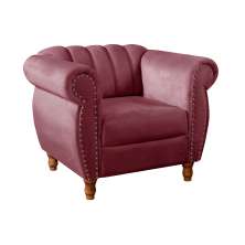 Poltrona Realeza Chesterfield Cadeira Vintage Decoração Retrô - Suede Bordô
