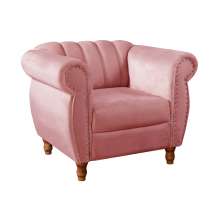 Poltrona Realeza Chesterfield Cadeira Vintage Decoração Retrô - Suede Rosa