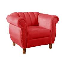 Poltrona Realeza Chesterfield Cadeira Vintage Decoração Retrô - Suede Vermelho