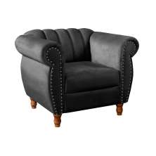 Poltrona Realeza Chesterfield Cadeira Vintage Decoração Retrô - Veludo Preto