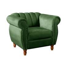 Poltrona Realeza Chesterfield Cadeira Vintage Decoração Retrô - Veludo Verde