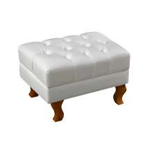 Puff Banqueta Capitonê Chesterfield Apoio Para Os Pés - Couríssimo Branco