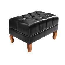 Puff Banqueta Capitonê Chesterfield Apoio Para Os Pés - Couríssimo Preto