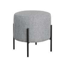 Puff Banqueta Redondo Decorativo Carol Braço De Ferro Preto - Linho Cinza