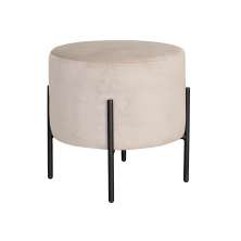 Puff Banqueta Redondo Decorativo Carol Braço De Ferro Preto - Veludo Capuccino