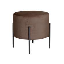 Puff Banqueta Redondo Decorativo Carol Braço De Ferro Preto - Veludo Marrom