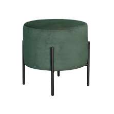 Puff Banqueta Redondo Decorativo Carol Braço De Ferro Preto - Veludo Verde
