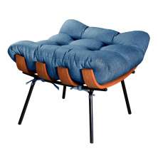 Puff Costela Base Fixa - Linho Azul