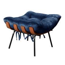 Puff Costela Base Fixa - Suede Azul
