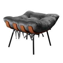 Puff Costela Base Fixa - Suede Cinza