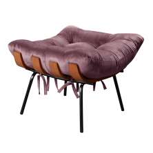 Puff Costela Base Fixa - Veludo Roxo