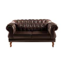 Sofá 2 Lugares Chesterfield Capitonê Duquesa Clássico - Couríssimo Café