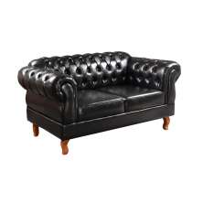 Sofá 2 Lugares Chesterfield Capitonê Duquesa Clássico - Couríssimo Preto