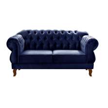 Sofá 2 Lugares Chesterfield Capitonê Duquesa Clássico - Suede Azul