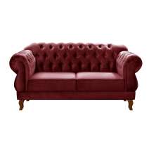 Sofá 2 Lugares Chesterfield Capitonê Duquesa Clássico - Suede Bordô