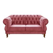 Sofá 2 Lugares Chesterfield Capitonê Duquesa Clássico - Suede Rosa