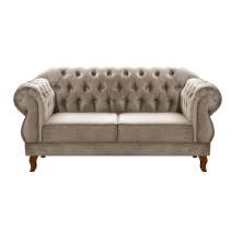 Sofá 2 Lugares Chesterfield Capitonê Duquesa Clássico - Veludo Capuccino