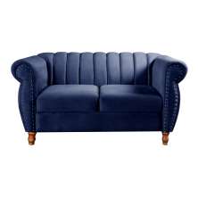 Sofá 2 Lugares Chesterfield Sofá Realeza Vintage - Suede Azul Marinho