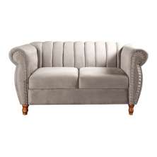 Sofá 2 Lugares Chesterfield Sofá Realeza Vintage - Suede Bege Claro