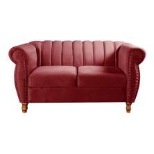 Sofá 2 Lugares Chesterfield Sofá Realeza Vintage - Suede Bordô