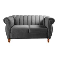 Sofá 2 Lugares Chesterfield Sofá Realeza Vintage - Suede Cinza