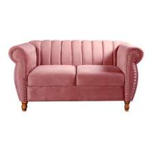 Sofá 2 Lugares Chesterfield Sofá Realeza Vintage - Suede Rosa