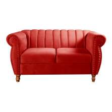 Sofá 2 Lugares Chesterfield Sofá Realeza Vintage - Suede Vermelho 100