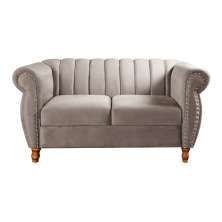 Sofá 2 Lugares Chesterfield Sofá Realeza Vintage - Veludo Capuccino