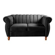 Sofá 2 Lugares Chesterfield Sofá Realeza Vintage - Veludo Preto