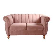 Sofá 2 Lugares Chesterfield Sofá Realeza Vintage - Veludo Rosê