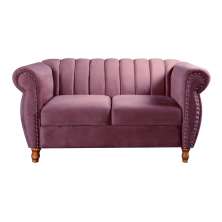 Sofá 2 Lugares Chesterfield Sofá Realeza Vintage - Veludo Roxo