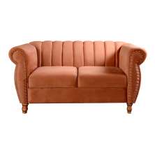 Sofá 2 Lugares Chesterfield Sofá Realeza Vintage - Veludo Terracota