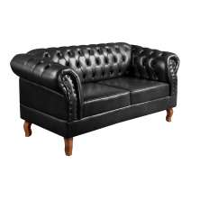 Sofá 2 Lugares Dom Pedro Chesterfield Capitonê Retrô - Couríssimo Preto