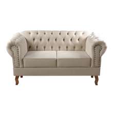 Sofá 2 Lugares Dom Pedro Chesterfield Capitonê Retrô - Suede Bege