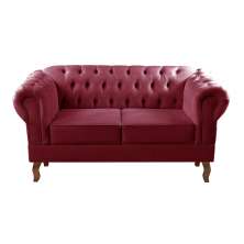 Sofá 2 Lugares Dom Pedro Chesterfield Capitonê Retrô - Suede Bordô