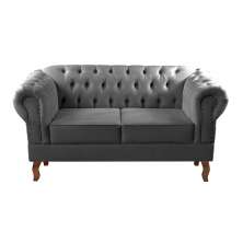 Sofá 2 Lugares Dom Pedro Chesterfield Capitonê Retrô - Suede Cinza