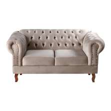 Sofá 2 Lugares Dom Pedro Chesterfield Capitonê Retrô - Veludo Capuccino