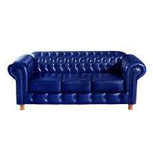 Sofá 3 Lugares Chesterfield Capitonê Luís Xv Confortável - Couríssimo Azul