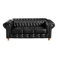 Sofá 3 Lugares Chesterfield Capitonê Luís Xv Confortável - Couríssimo Preto